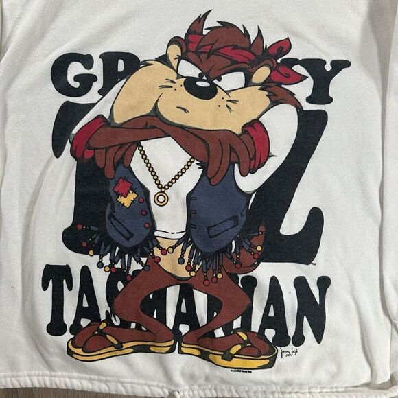 Vintage 1993‎ Jerry Leigh Tasmanian Devil Sweatshirt Hooded Men L/XL White USA - Picture 2 of 9